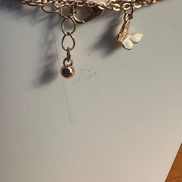 Forever 21 Gold Butterfly Anklet | Triple Strand with Delicate Charms - Picture 5 of 5